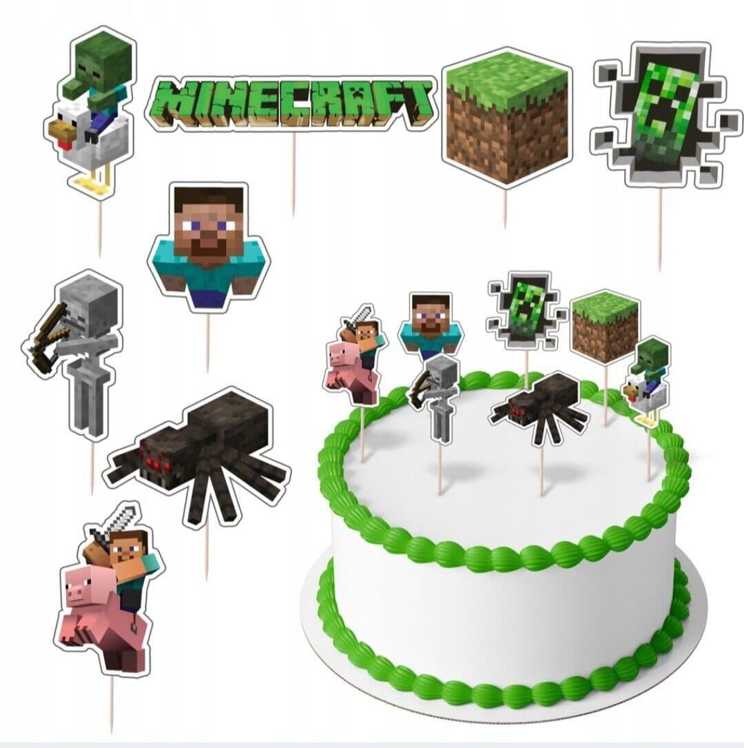 Festivalartikel Papierdekoration Minecraft Topper Set 8 Stk Bunt