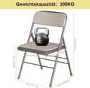 JEOBEST Klappstuhl Essstühle Set Gepolstert Grau Metall Bild 2