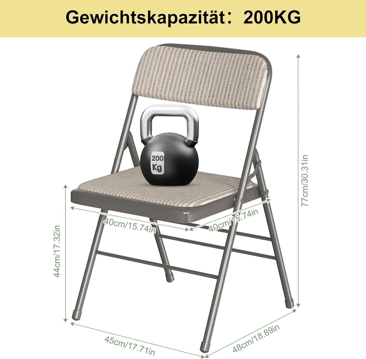 JEOBEST Klappstuhl Essstühle Set Gepolstert Grau Metall - Bild 2