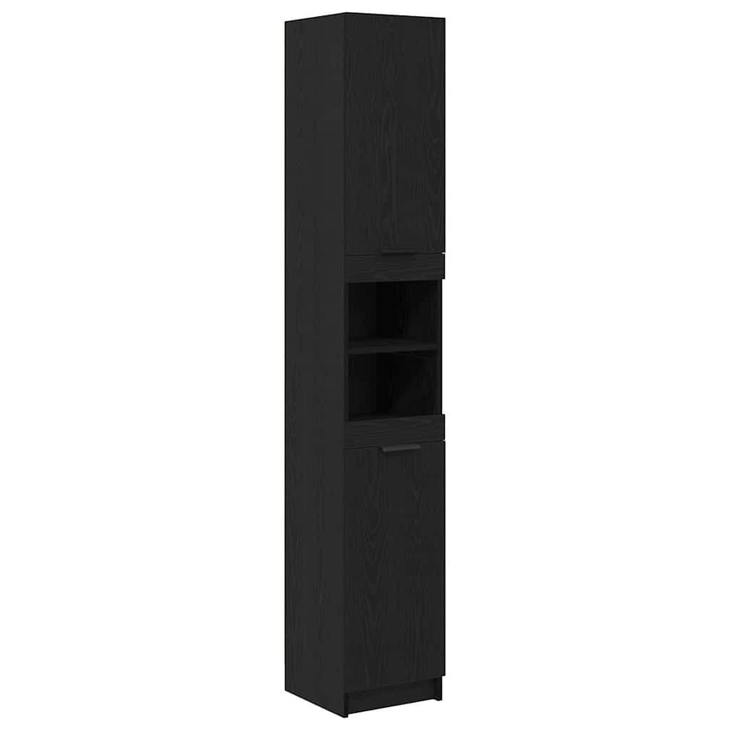 vidaXL Badezimmerschrank Schwarz Eichen-Optik mit 6 Regalen - Bild 2