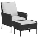 vidaXL Gartenstuhl mit Fußhocker Schwarz Poly Rattan Bild 2