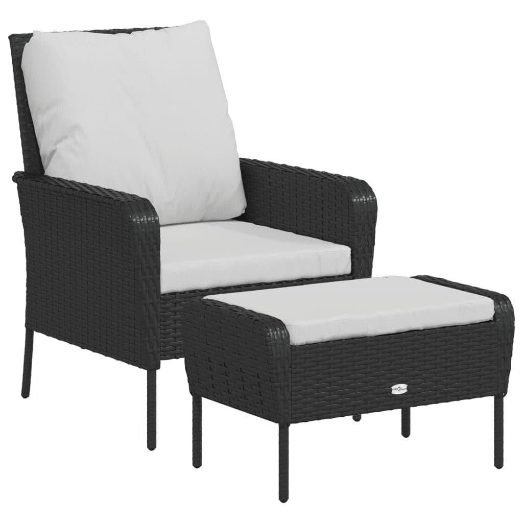 vidaXL Gartenstuhl mit Fußhocker Schwarz Poly Rattan - Bild 2