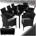 tectake Sitzgruppe 9-tlg. Schwarz/Grau Polyrattan mit Kissen Bild 2