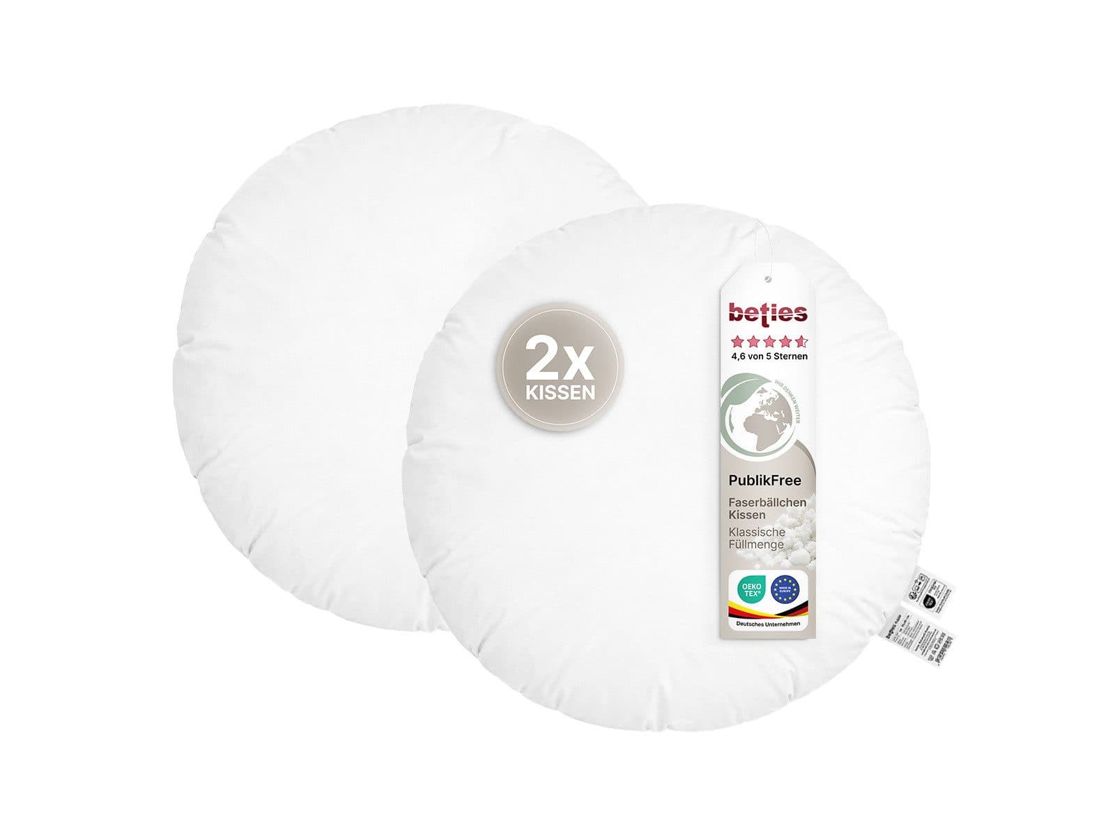 beties Sofakissen PublikFree 2er-Set Rund 40cm Weiss - Bild 2