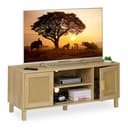 relaxdays TV-Board Rattan-Design Beige/Braun Holzoptik Bild 2
