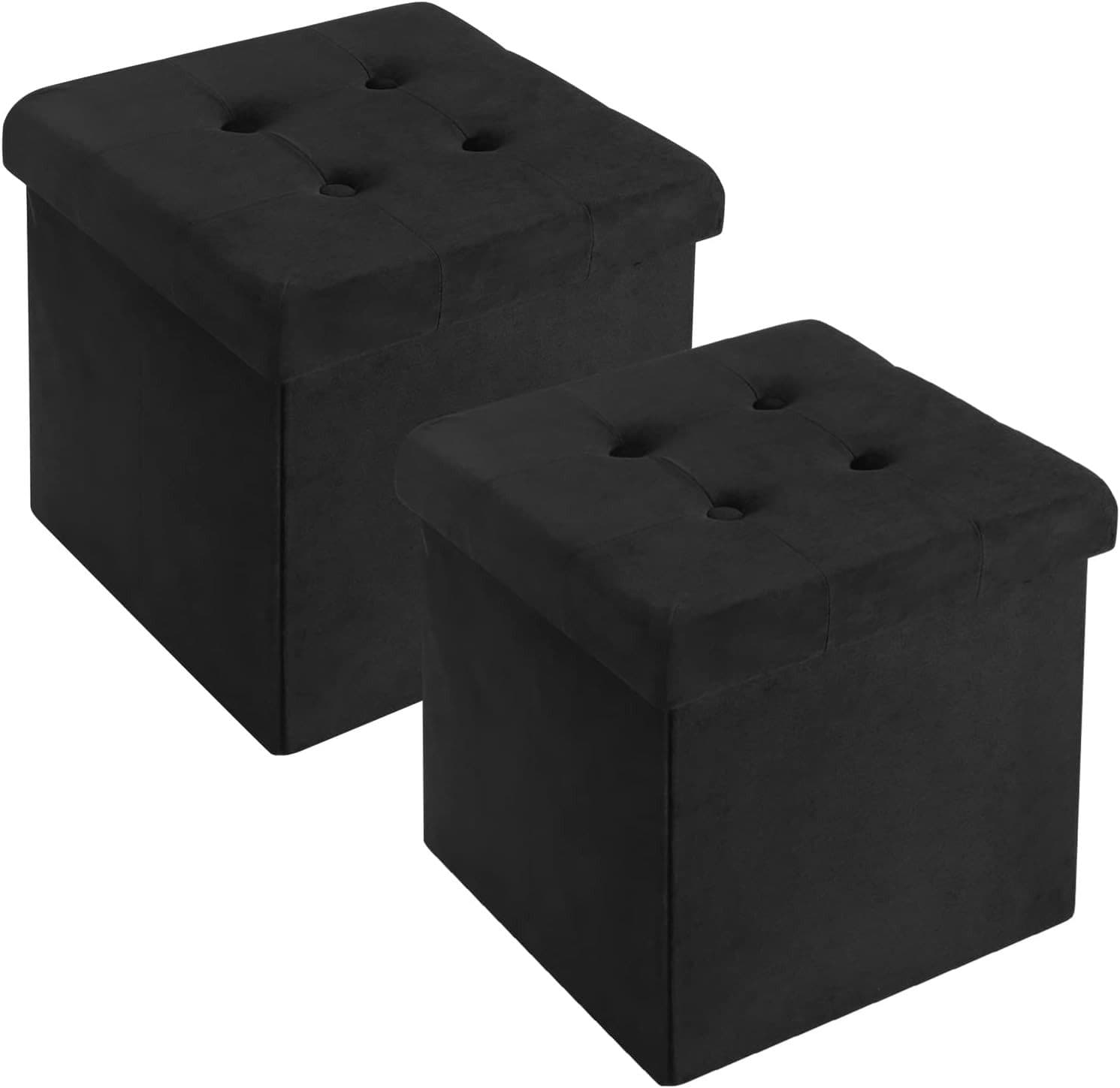 Woltu Sitzhocker 2er Set Schwarz Faltbar mit Stauraum - Bild 2