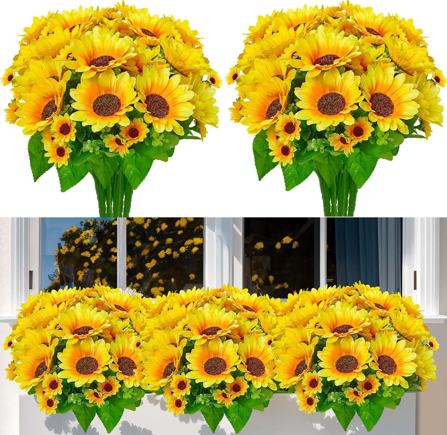 Agger Kunstblumenstrauß Sonnenblumen 4er Set Gelb - Bild 2