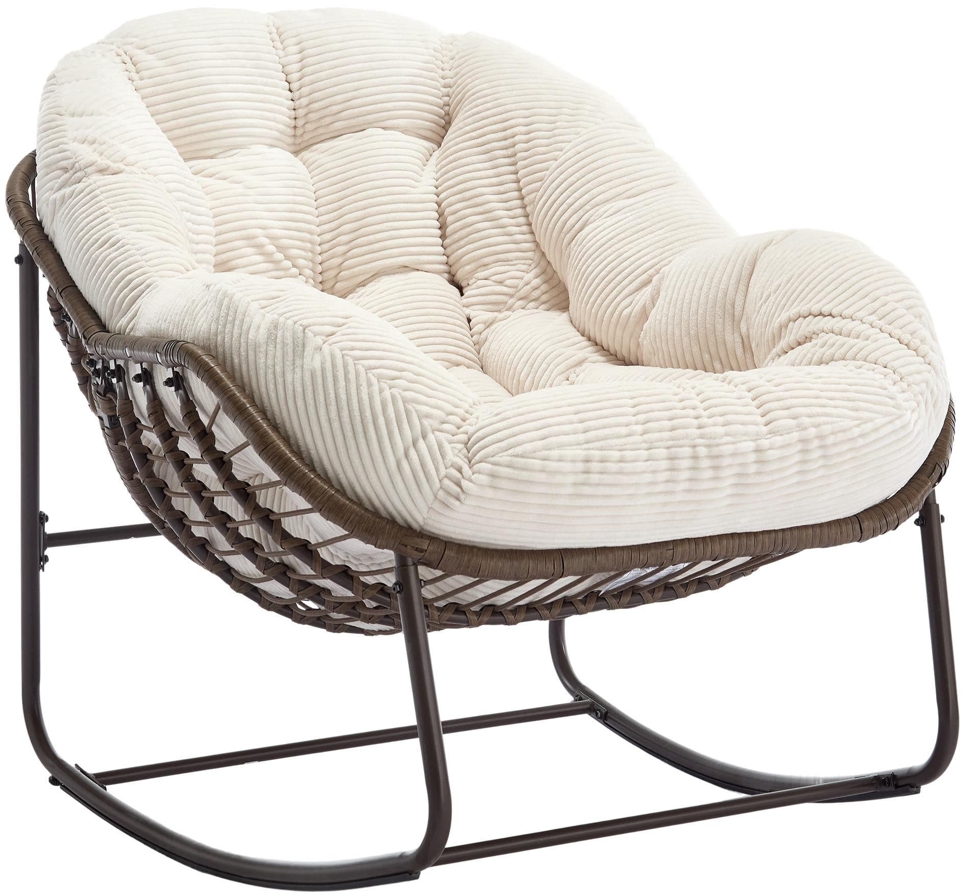LVHOM Schaukelstuhl Rattan Stahlrahmen - Bild 2