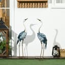 Outsunny Gartenfigur 2er Set Kraniche Blau/Weiß/Grau Bild 2