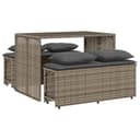 vidaXL Garten-Essgruppe 3-tlg. Grau Poly Rattan mit Kissen Bild 2