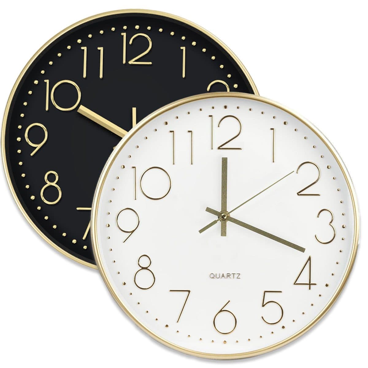 mixed24 Wanduhr 30cm Weiß Gold Schwarz Modern - Bild 2