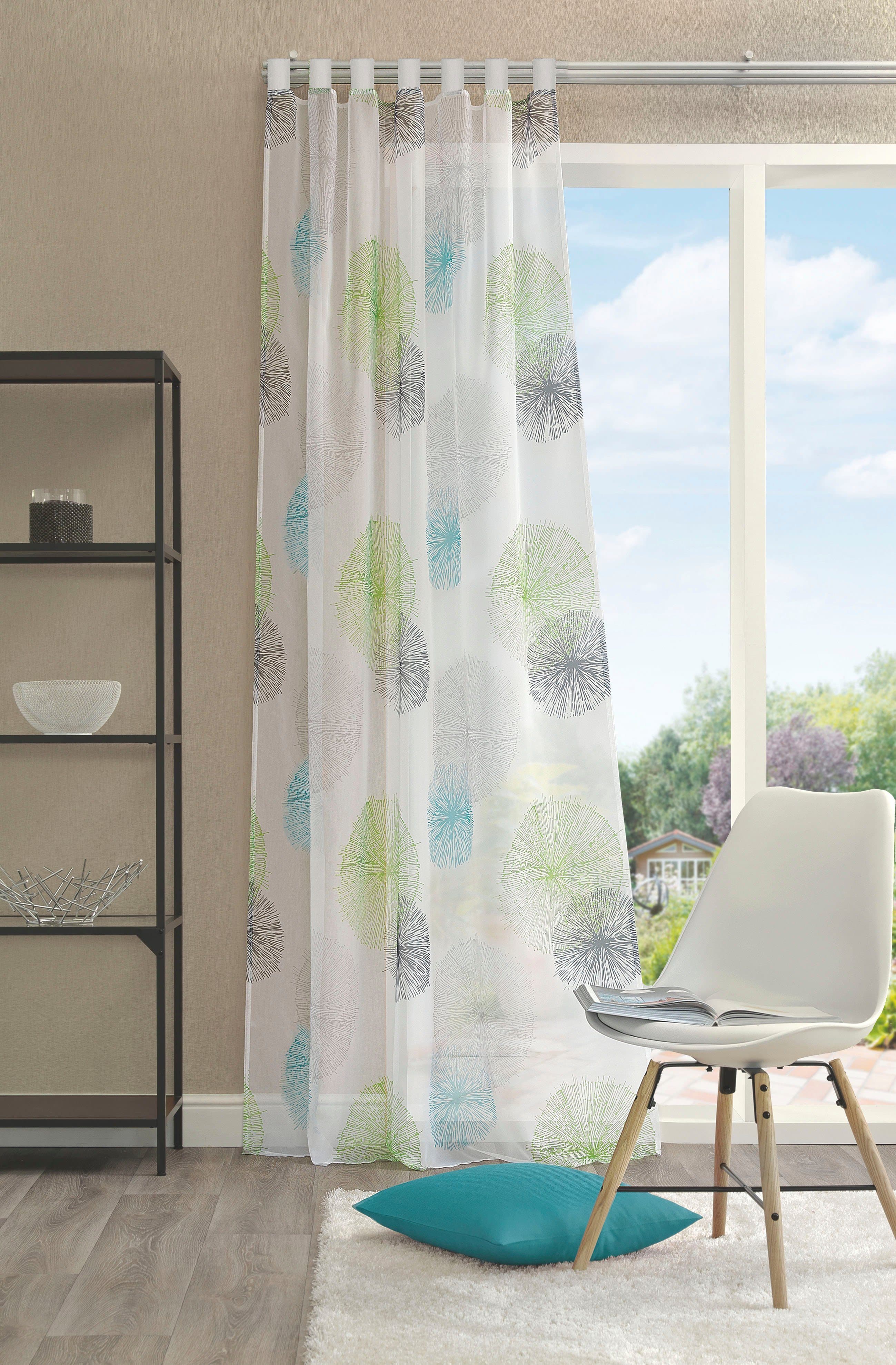 HOME WOHNIDEEN Vorhang RAWLINS Transparent Grün Schlaufen Voile - Bild 2