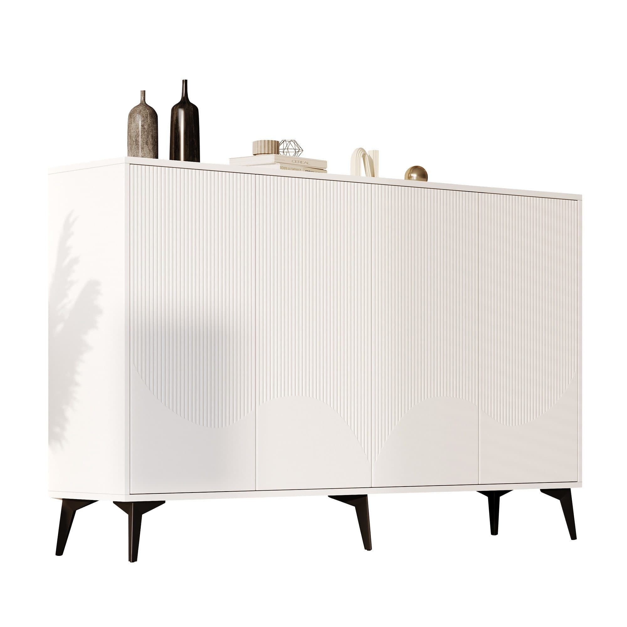 Merax Sideboard Weiß mit 4 Türen und Metallbeinen - Bild 2