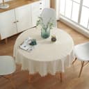 TUWENA Tischdecke Beige Abwaschbar Leinen Baumwolle mit Quaste Bild 2