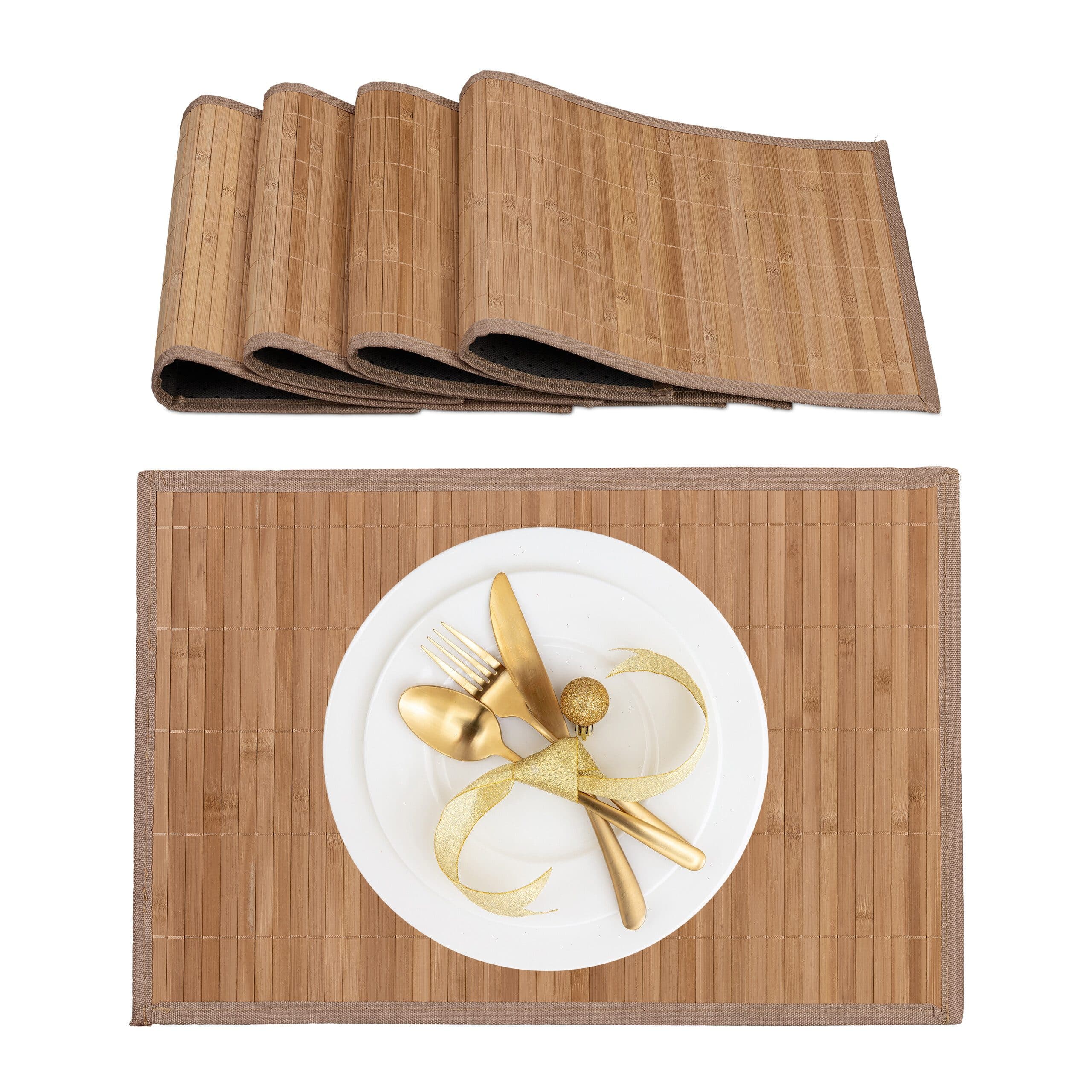 relaxdays Tischset 4er Set Bambus natur - Bild 2