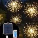 Salcar LED Solarleuchte 4er Feuerwerk Lichterkette Warmweiß mit Fernbedienung Bild 2