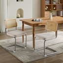 BBWL Polsterstuhl 2er Set Samt Rattan Mid Century Beige Gold Bild 2