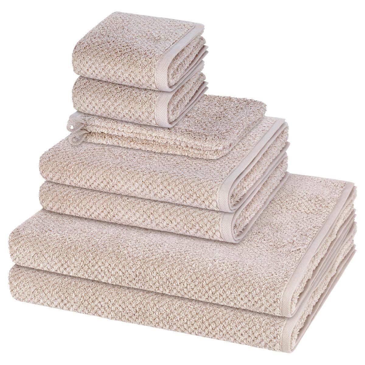 Cawö Handtuch Set Pure 8-tlg. Walkfrottee Baumwolle Beige - Bild 2