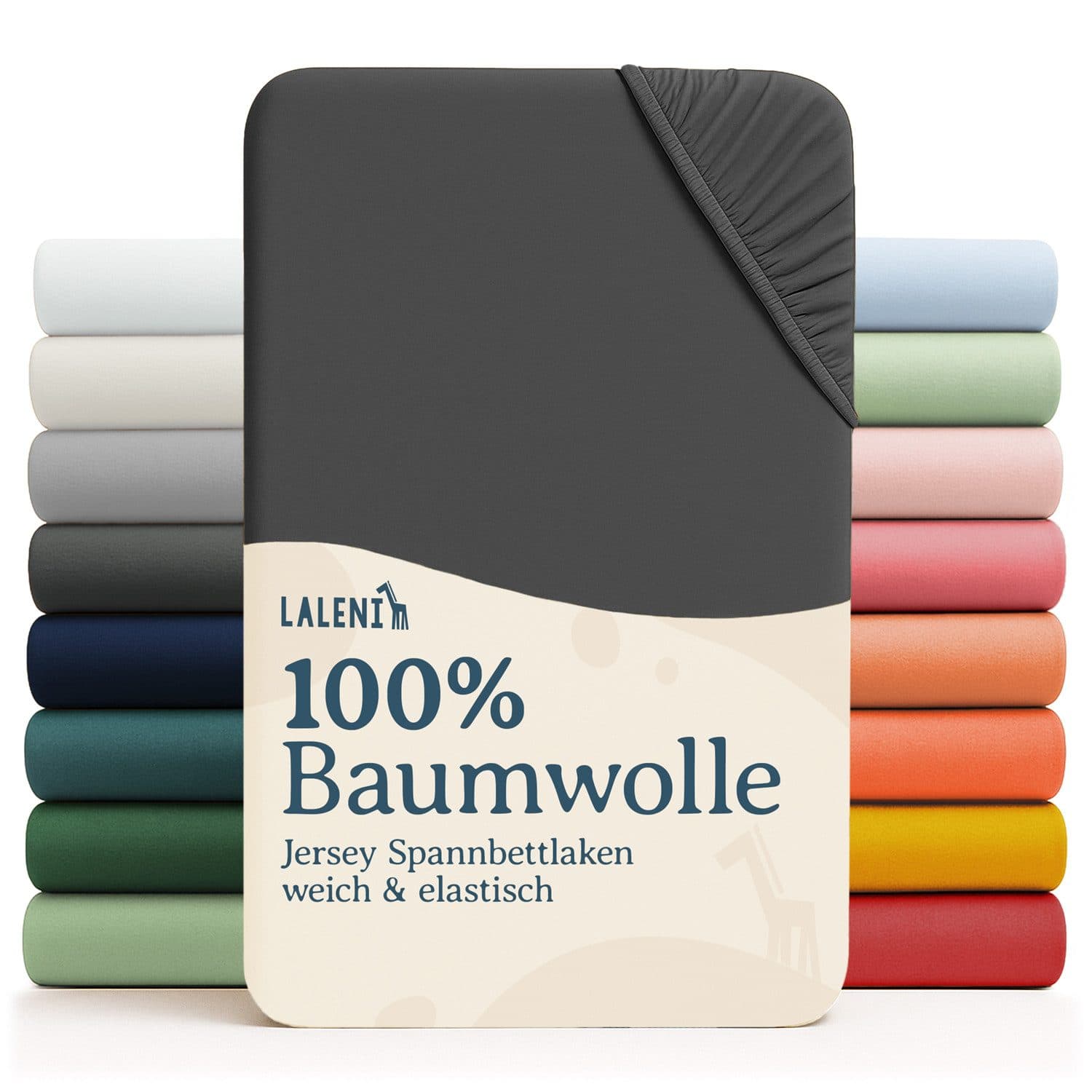Laleni Spannbettlaken Grau 100% Baumwolle Rundumgummizug Kinderbett - Bild 2