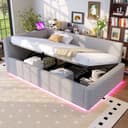 Odikalo Schlafsofa Polsterbett mit LED, USB & Bettkasten Bild 2