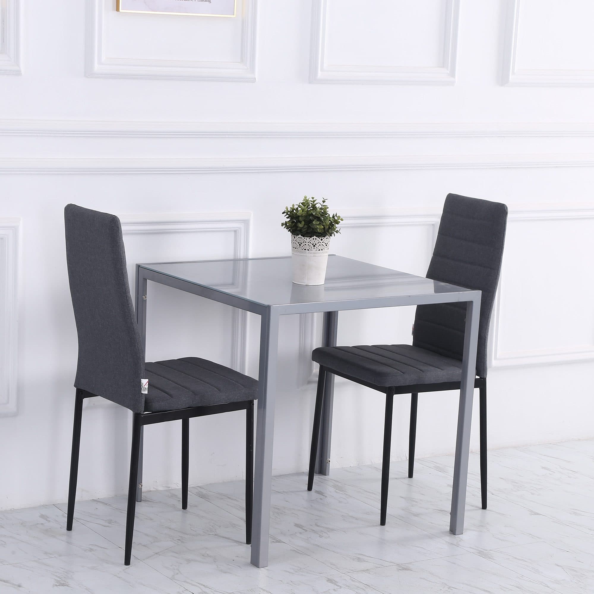 HOMCOM Esstisch Grau Glastisch für 4 Personen Modern - Bild 2