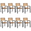 vidaXL 8er Set Stapelbare Gartenstühle Massivholz Metall Braun Bild 2