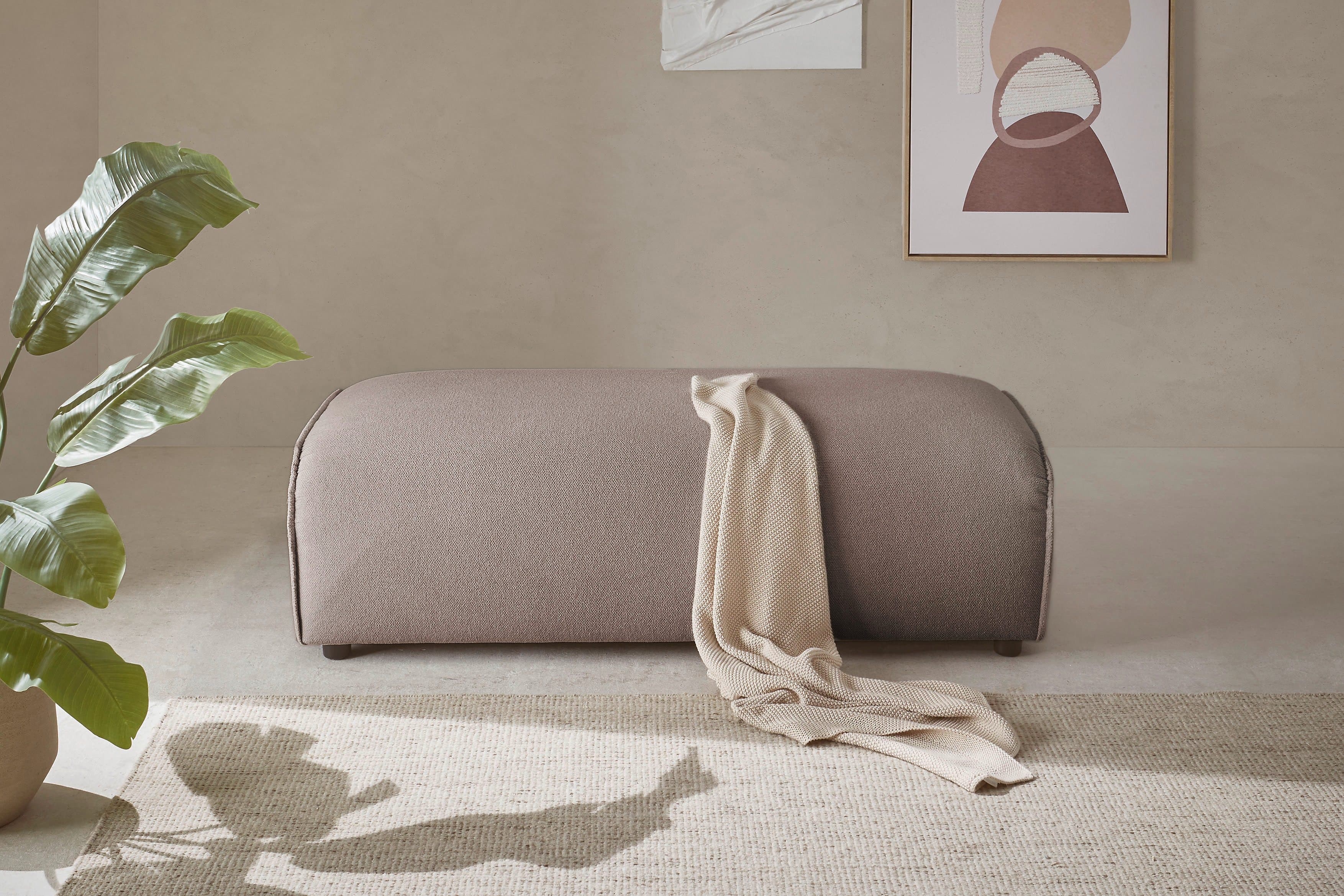 LeGer Home Polsterhocker PIARA hellbraun Strukturstoff - Bild 2