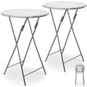 Casaria Stehtisch 2-tlg. Klappbar Weiß Silber Marmoroptik Bild 2