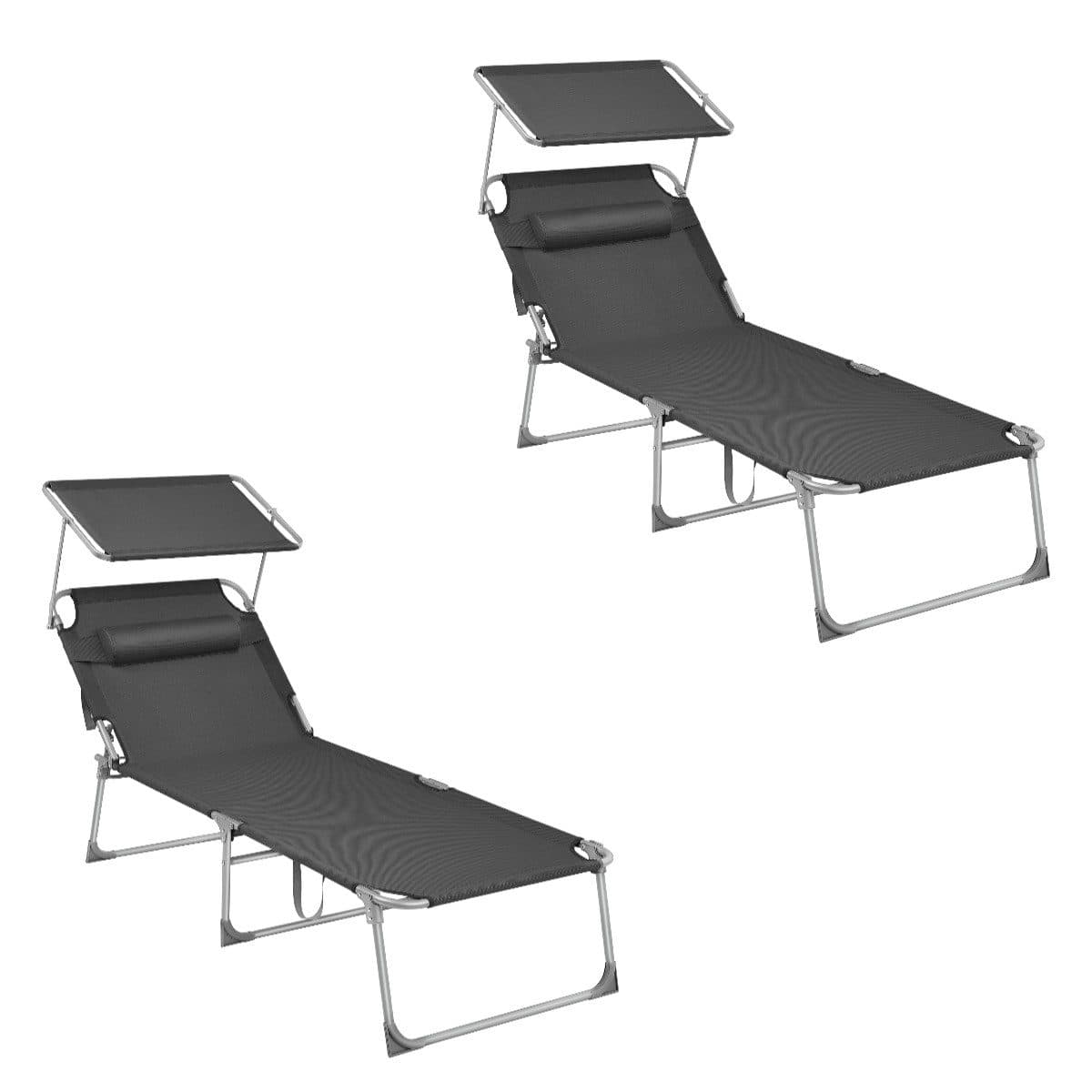 SONGMICS Gartenliege 2er Set Klappbar Anthrazit - Bild 2