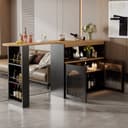 i@home Ausziehbarer Bartisch mit LED-Beleuchtung und Stauraum Schwarz Bild 2