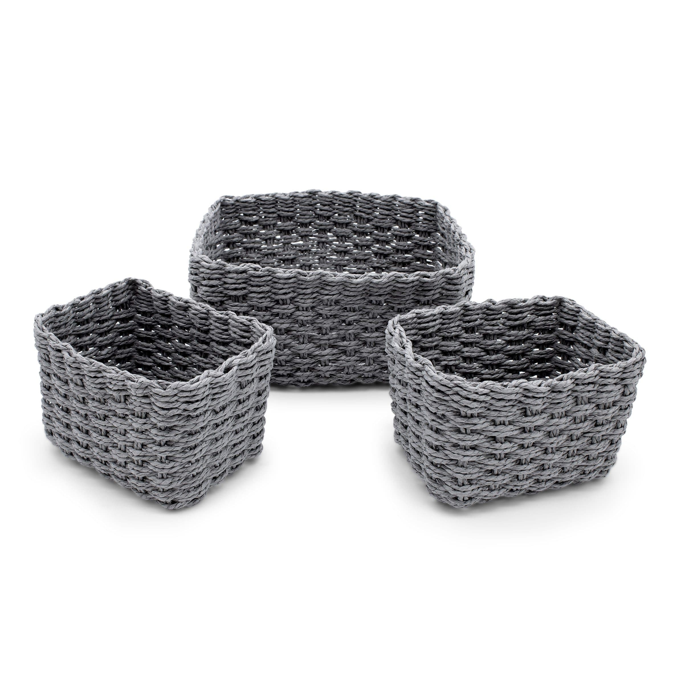 Spetebo Aufbewahrungskorb 3er Set Grau Papier-Rattan - Bild 2