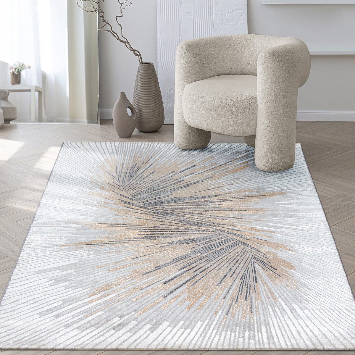 THE CARPET Teppich Mila Grau Modern 3D-Design Glänzender Flor - Bild 2