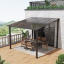 JOIVI Pergola 3x3m Terrassenüberdachung Schwarz/Braun PE-Platte Stahlrahmen Bild 2