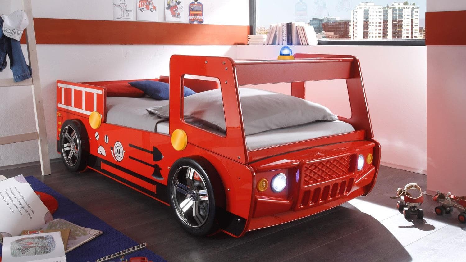 Begabino Kinderbett Feuerwehr Rot mit Beleuchtung - Bild 2