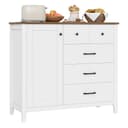 HOMECHO Buffet Sideboard Küchenschrank 5 Schubladen 1 Tür Weiß Bild 2