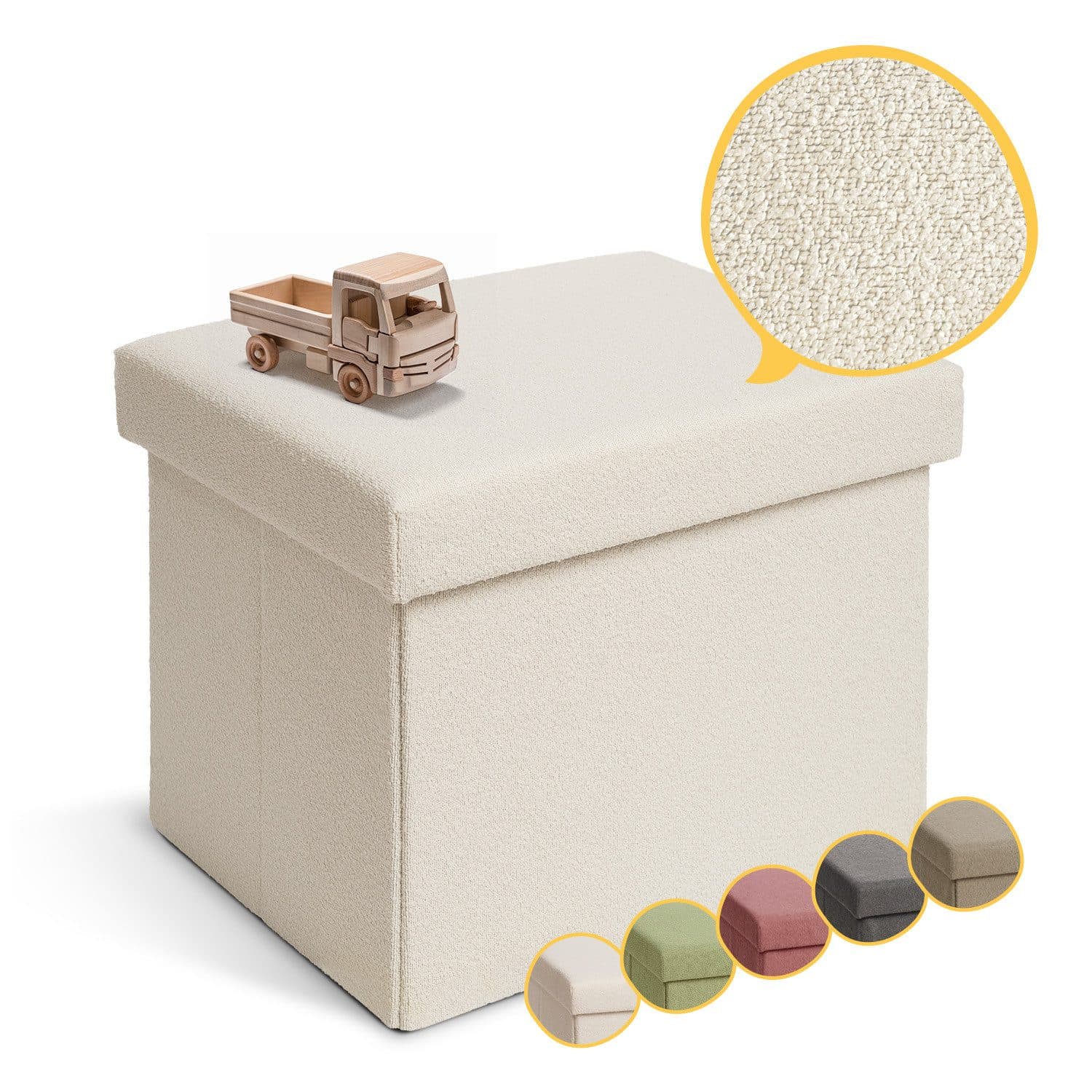 Laleni Sitztruhe Beige Boucle-Stoff mit Stauraum - Bild 2