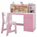 COSTWAY Kinderschreibtisch Rosa mit Stuhl Set, mit Schubladen, ab 3 Jahre Bild 2