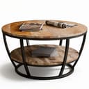 Liadomo Couchtisch Gianna Runde Mangoholz Massiv Metallgestell Schwarz Bild 2
