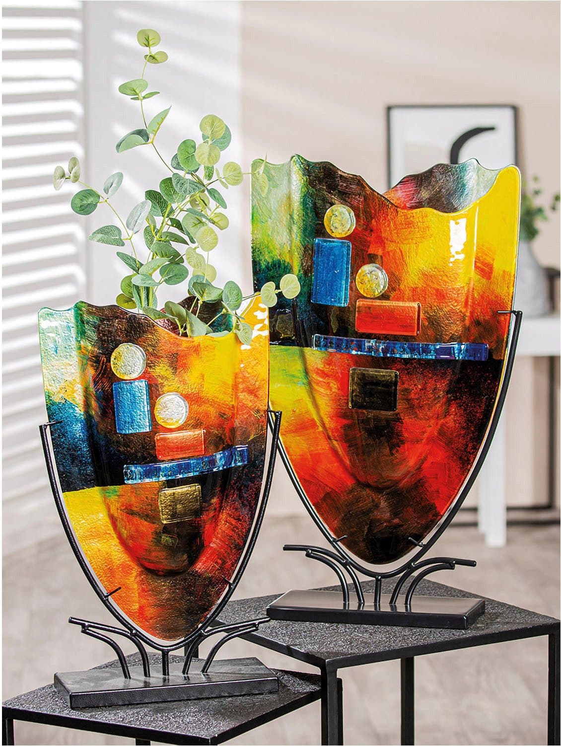 Bodenvase Classico, bunt, Glas & Metall - Bild 2