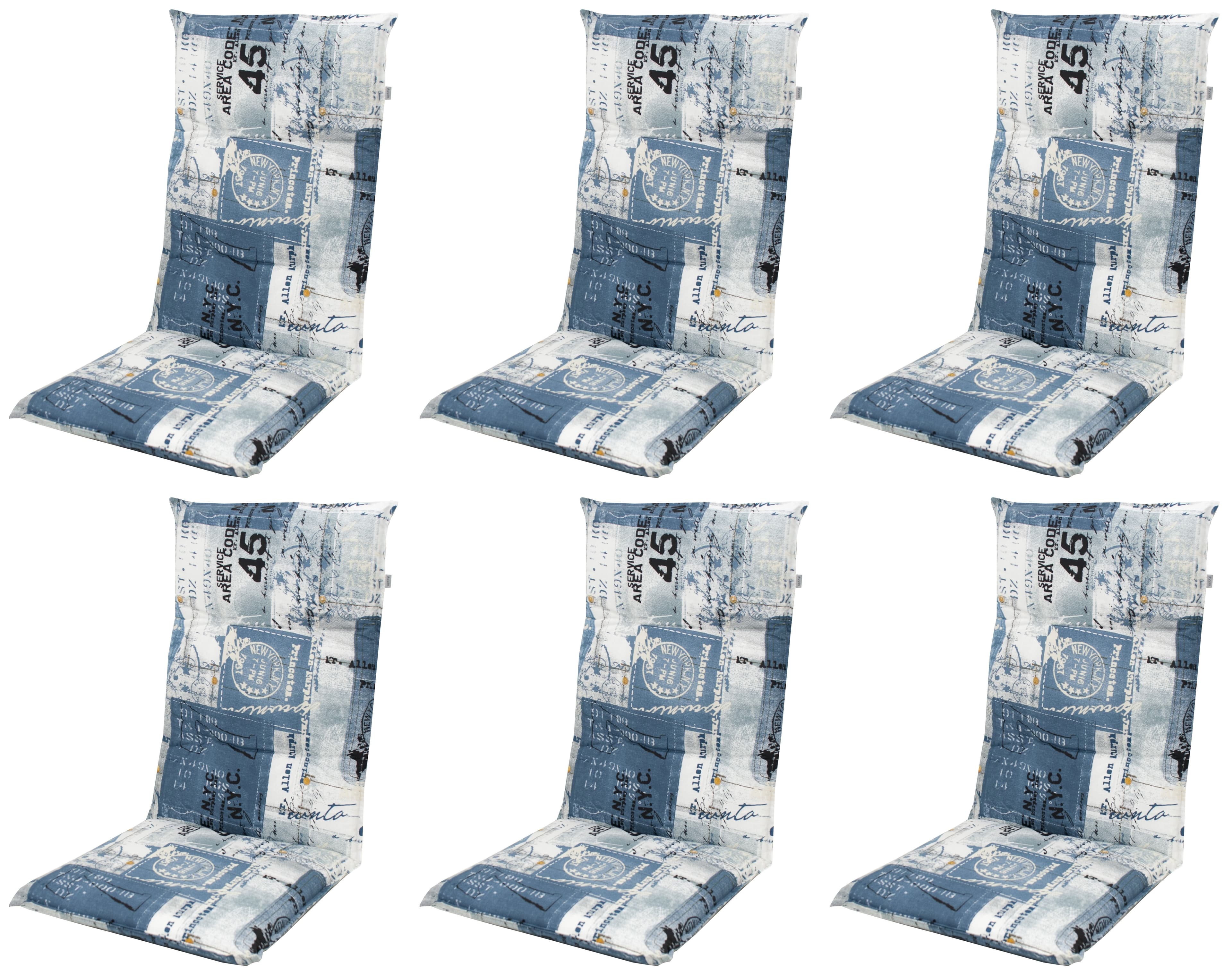Gardissimo Hochlehnerauflage 6er Set Blau UV-beständig - Bild 2