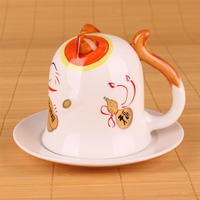 Goodwei Maneki-Neko Porzellan Kaffeetasse - Handbemalt