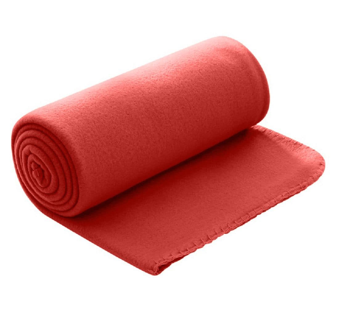 wometo Wohndecke Polar-Fleece Rot mit Kettel-Einfassung & Anti-Pilling - Bild 2