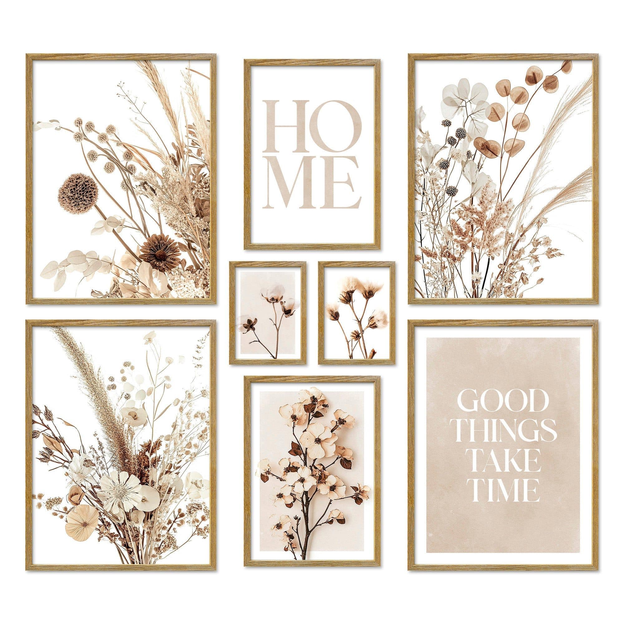 ARTFAVES Bilder-Collage Poster Set Beige Dried Flowers 8-tlg. Wandbilder modern - Bild 2