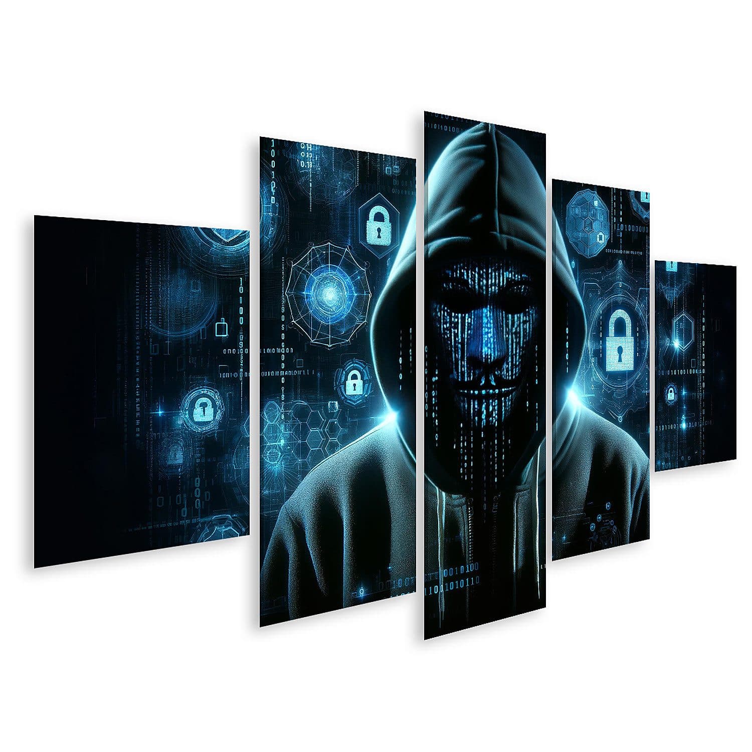 islandburner Leinwandbild Cyber-Sicherheitsexperte 5-teilig Schwarz - Bild 2