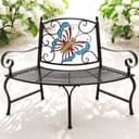DanDiBo Gartenbank Halbrund Wetterfest Metall Braun Bild 2