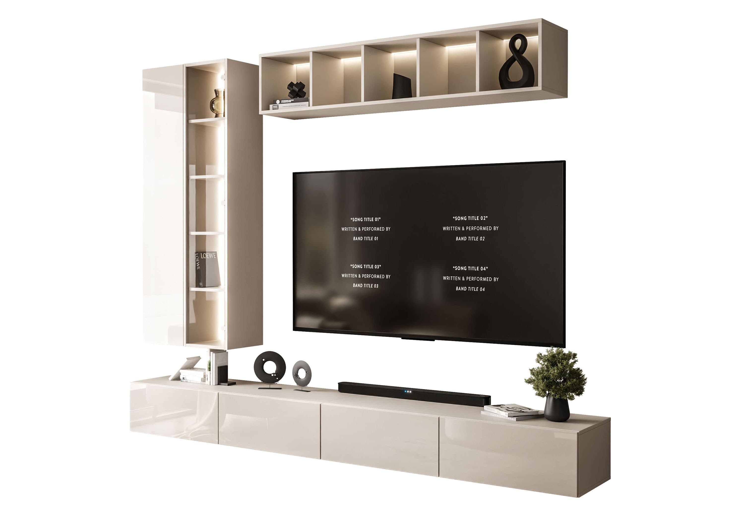 Lookway Wohnwand CARMEN II mit LED-Beleuchtung, Hochglanzfronten - Bild 2