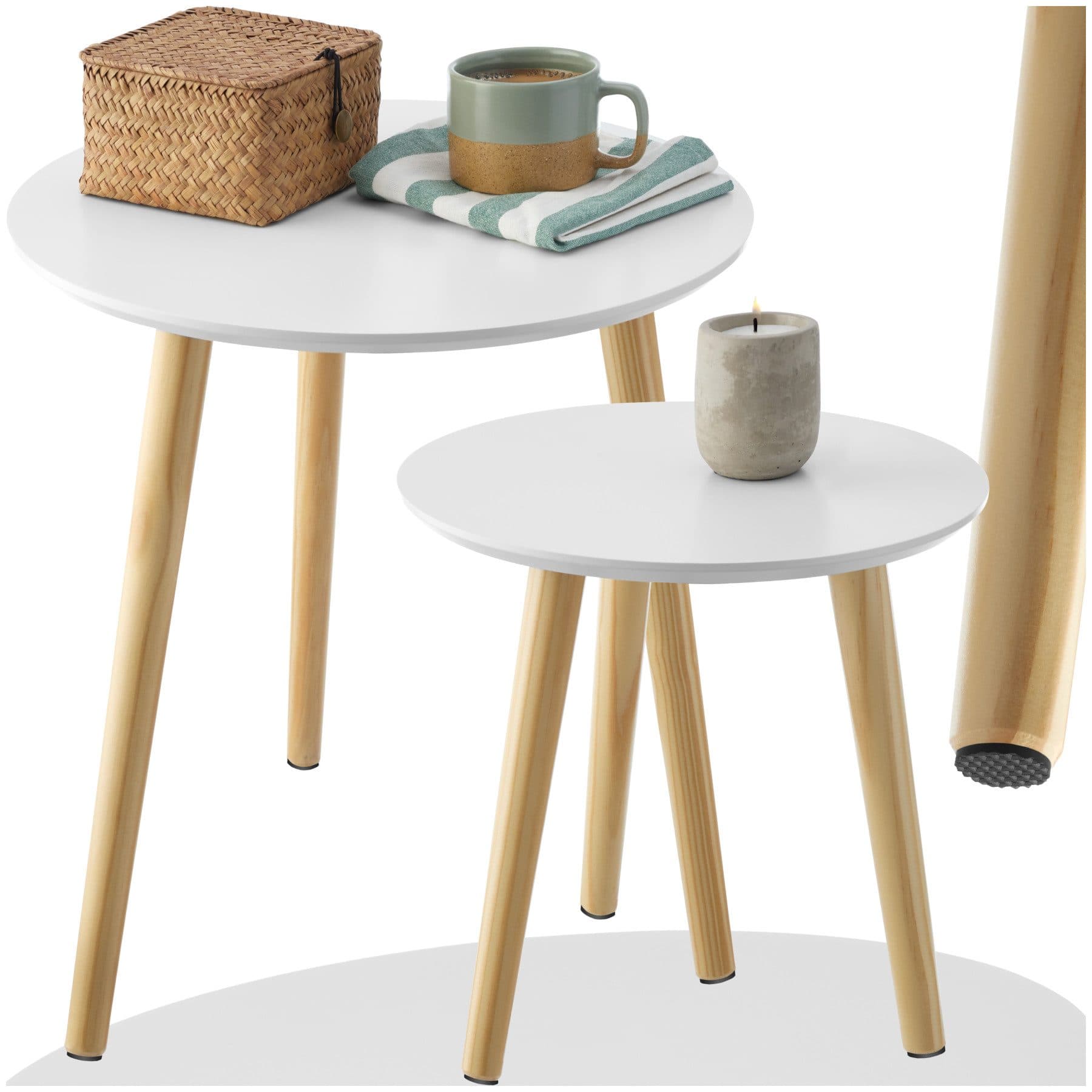 tectake Beistelltisch 2er Set Skandi-Look MDF Pinienholz - Bild 2