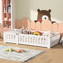 SEEZSSA Einzelbett Massivholz Weiß Montessori Bodenbett mit Lattenrost Bild 2