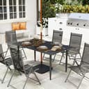 Outsunny Gartentisch mit Schirmloch, Lamellendesign, Schwarz Bild 2