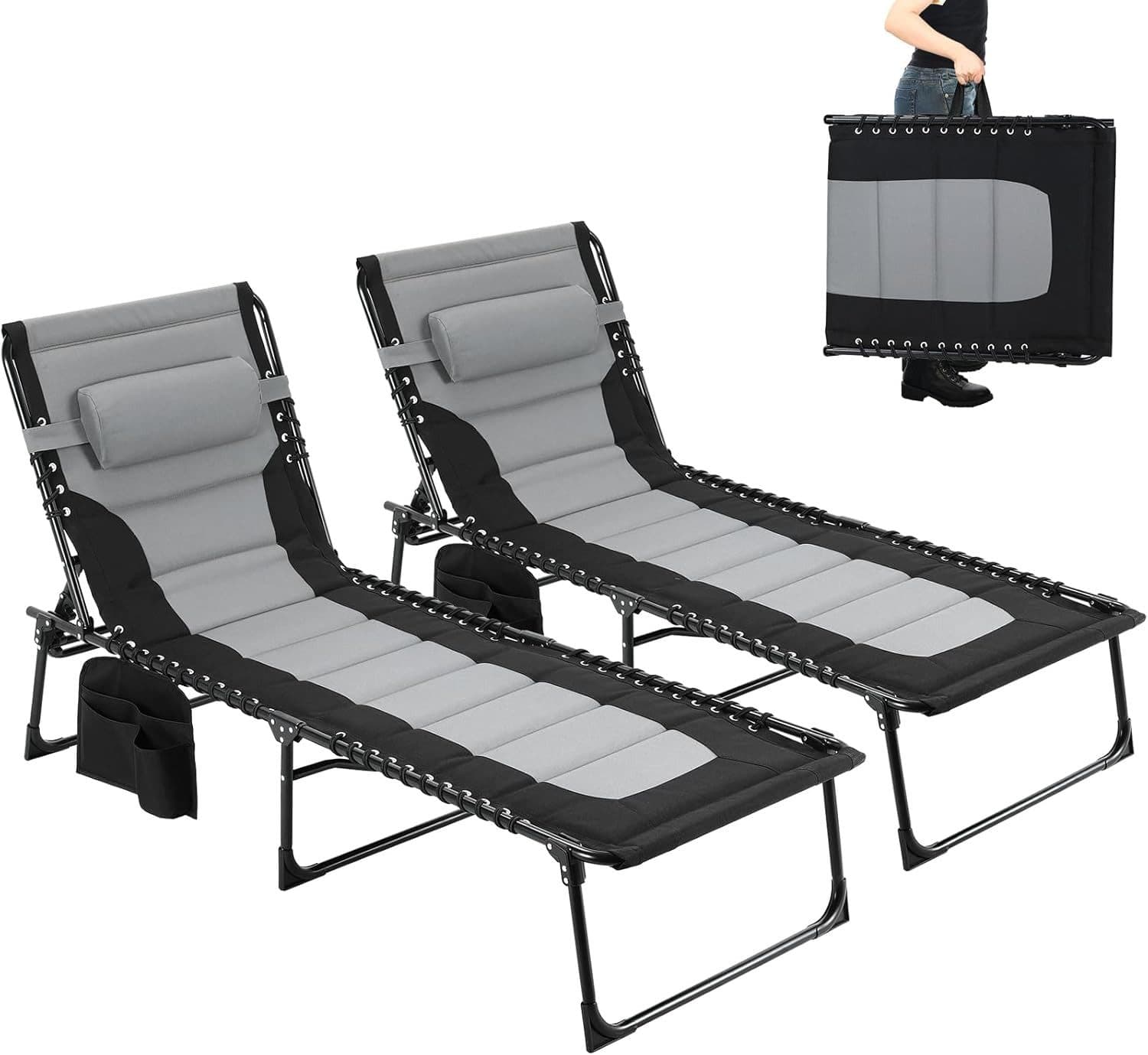 TLGREEN XXL Sonnenliege Klappbar mit 5-fach Verstellbarer Rückenlehne - Bild 2